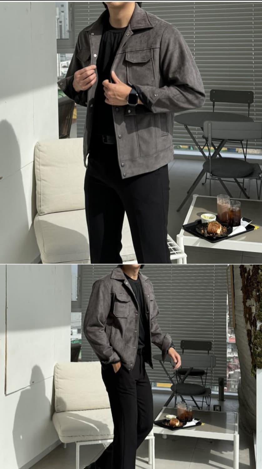 [L-XL] 차콜 그레이 스웨이드 자켓 상품이미지2