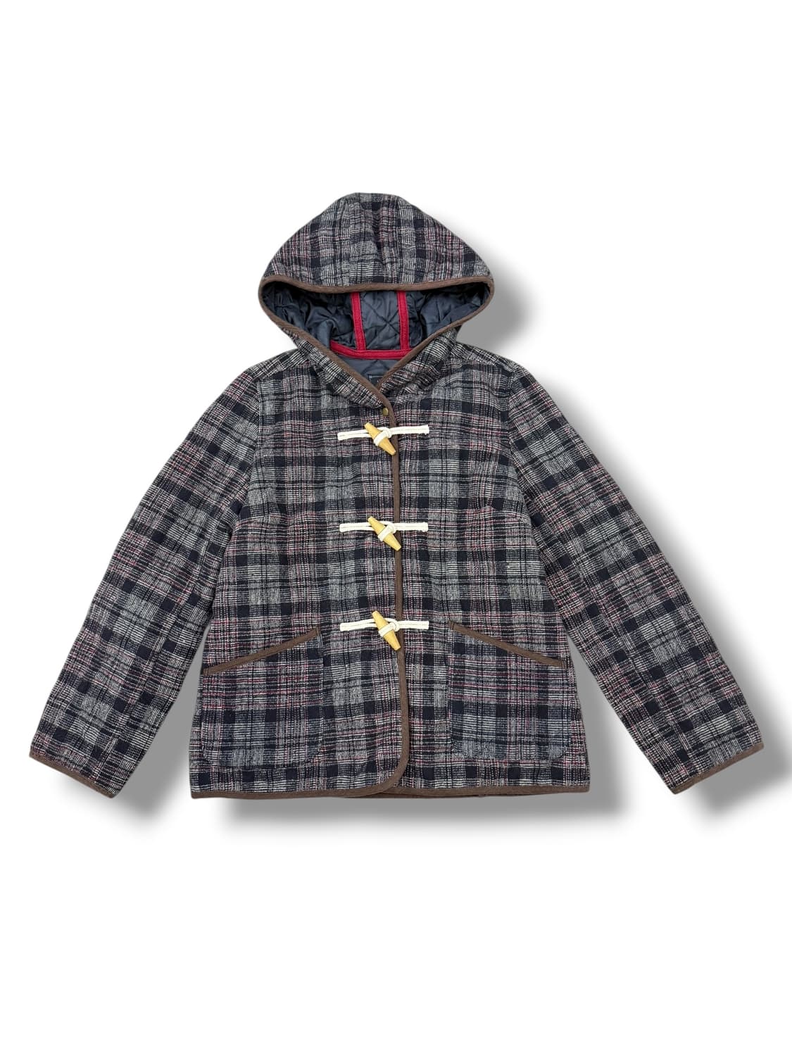 JPN shuca 체크 떡볶이 누빔 후드 숏코트 자켓 상품이미지4