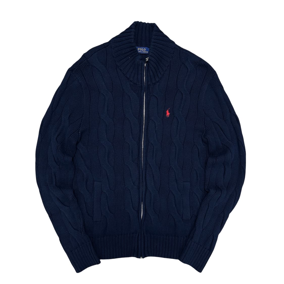 폴로 우먼스 네이비 볼드 케이블 니트집업(M) 상품이미지1