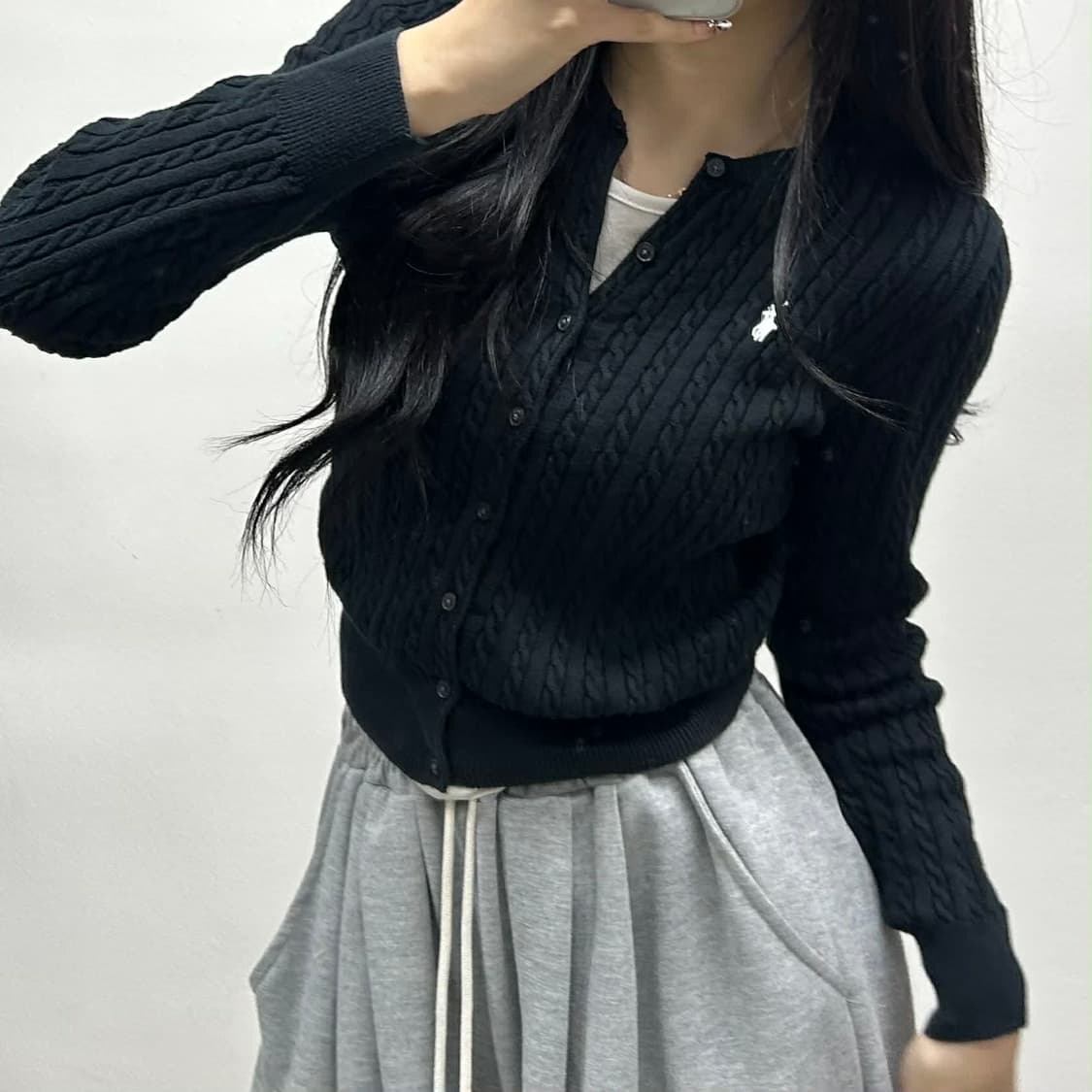 폴로 랄프로렌 블랙 케이블 니트 가디건(L) 상품이미지1