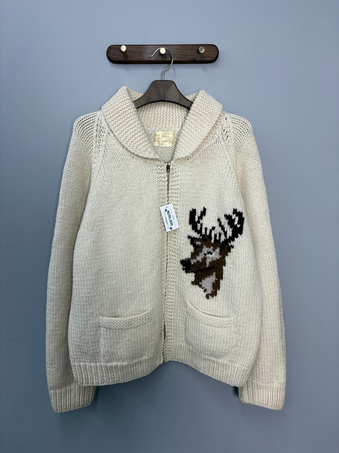 레티포스터 캐나다 헤비울 코위찬 니트집업 자켓  A3600 상품이미지2