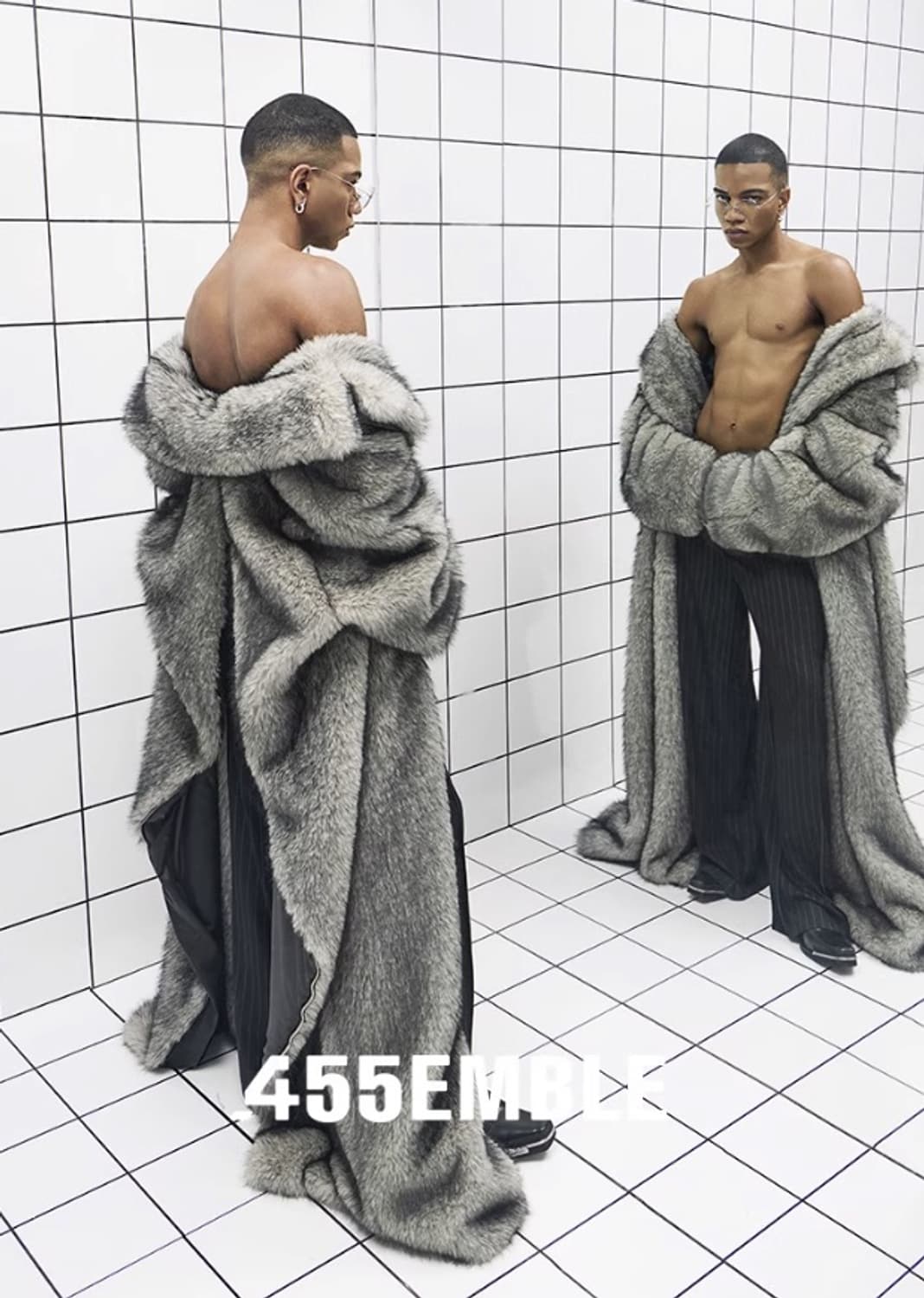455EMBLE / 카키이쉬 런웨이 그레이 퍼코트 / Free  상품이미지6