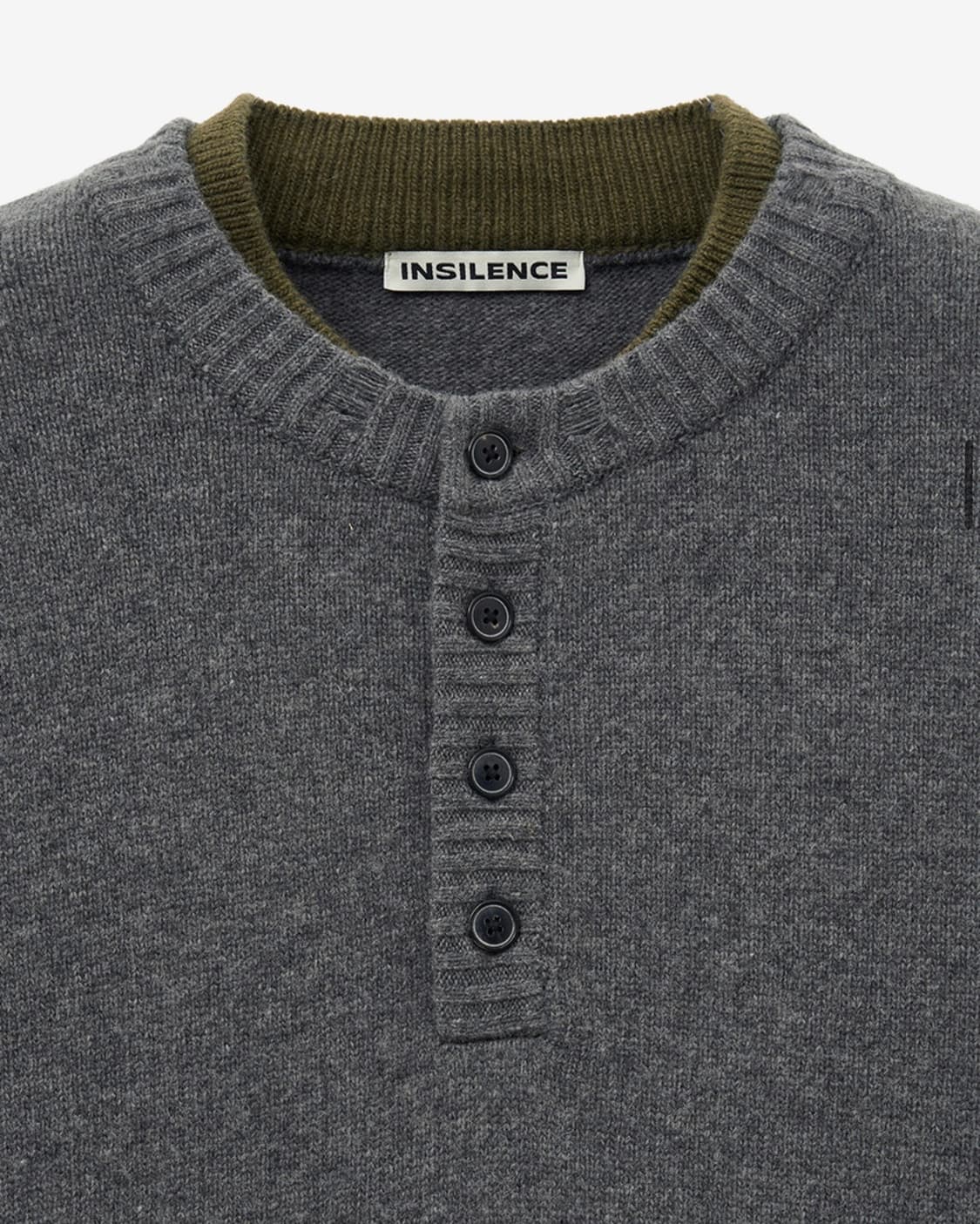 인사일런스 더블 레이어드 헨리넥 니트 GREY L사이즈 상품이미지4