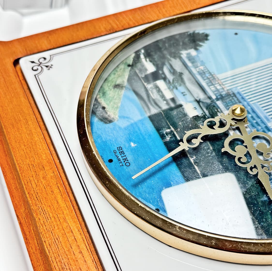 80's90's 세이코 빈티지 우드 프레임 풍경 벽걸이 시계 상품이미지3