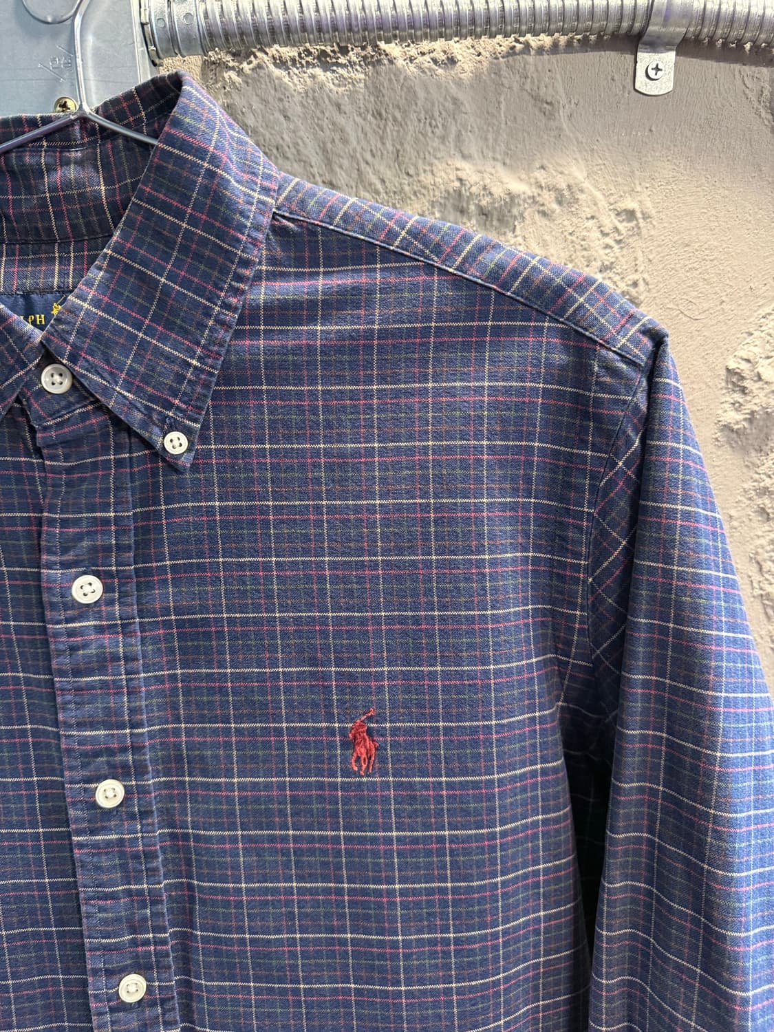 폴로 랄프로렌 POLO 체크 버튼다운 셔츠 네이비 M 상품이미지3