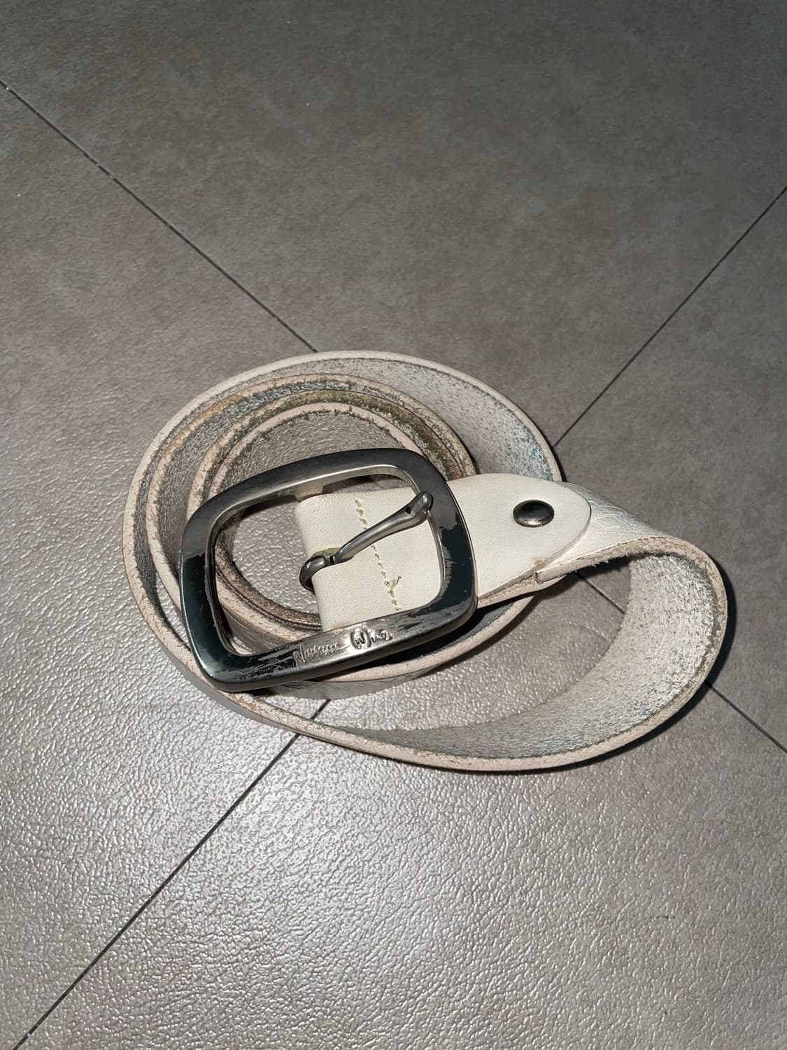 넘버나인 y2k 화이트 레더 벨트 상품이미지1