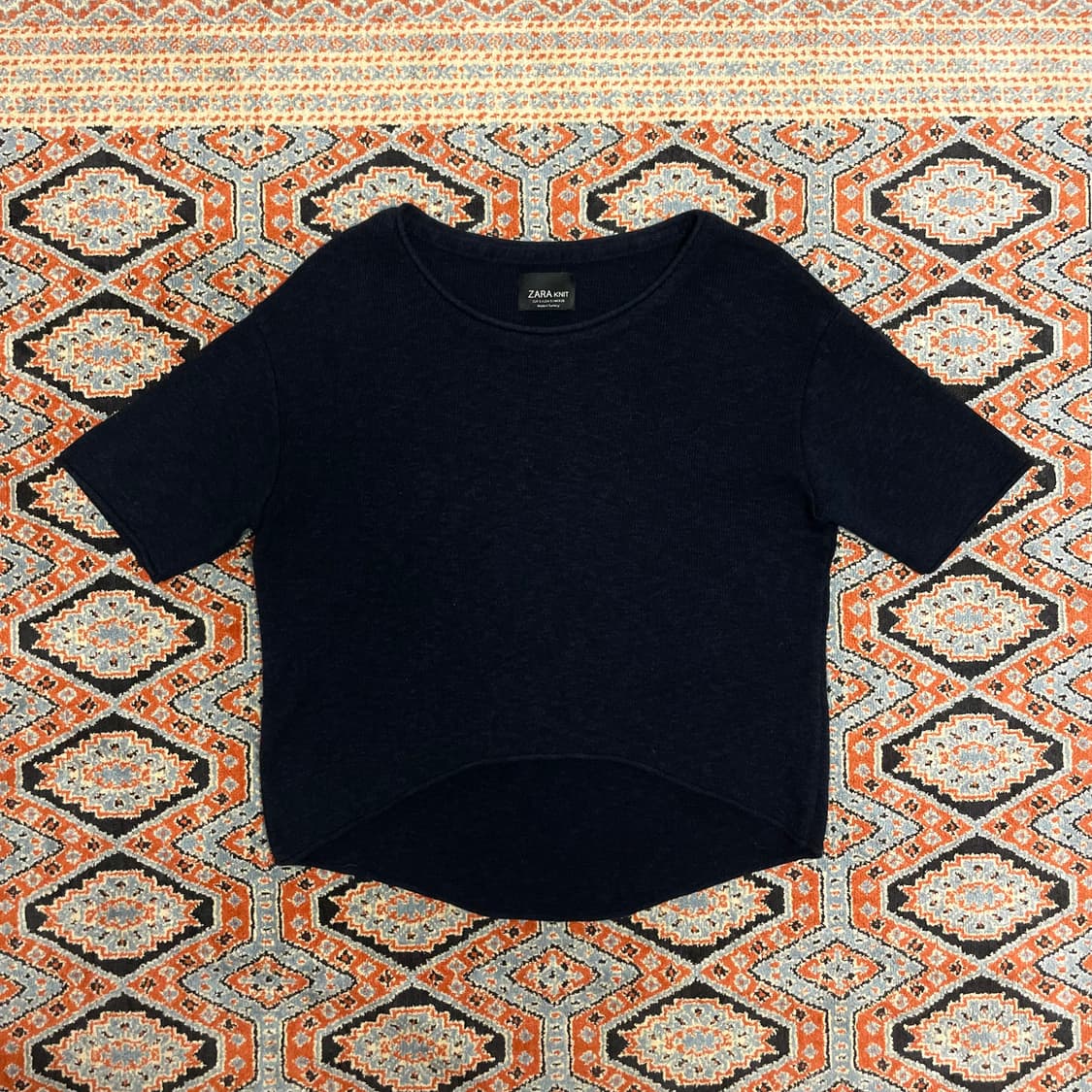 자라 네이비 반팔 니트 여성S 상품이미지1
