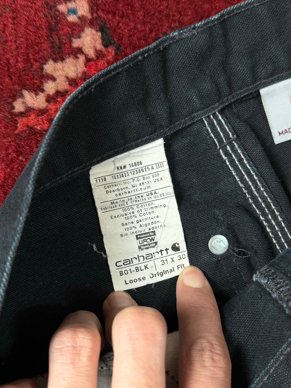 OG USA Made 칼하트 더블니 블랙 칼하트 B01 썩블니 상품이미지9