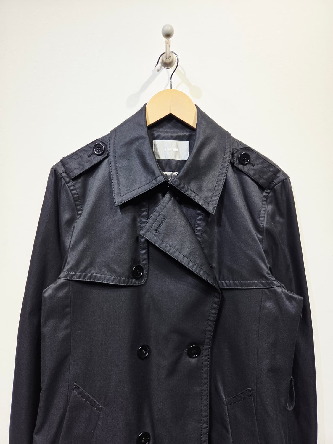 T.I FOR MEN 티아이포맨 실크 혼방 더블 트렌치 코트 블랙 상품이미지3