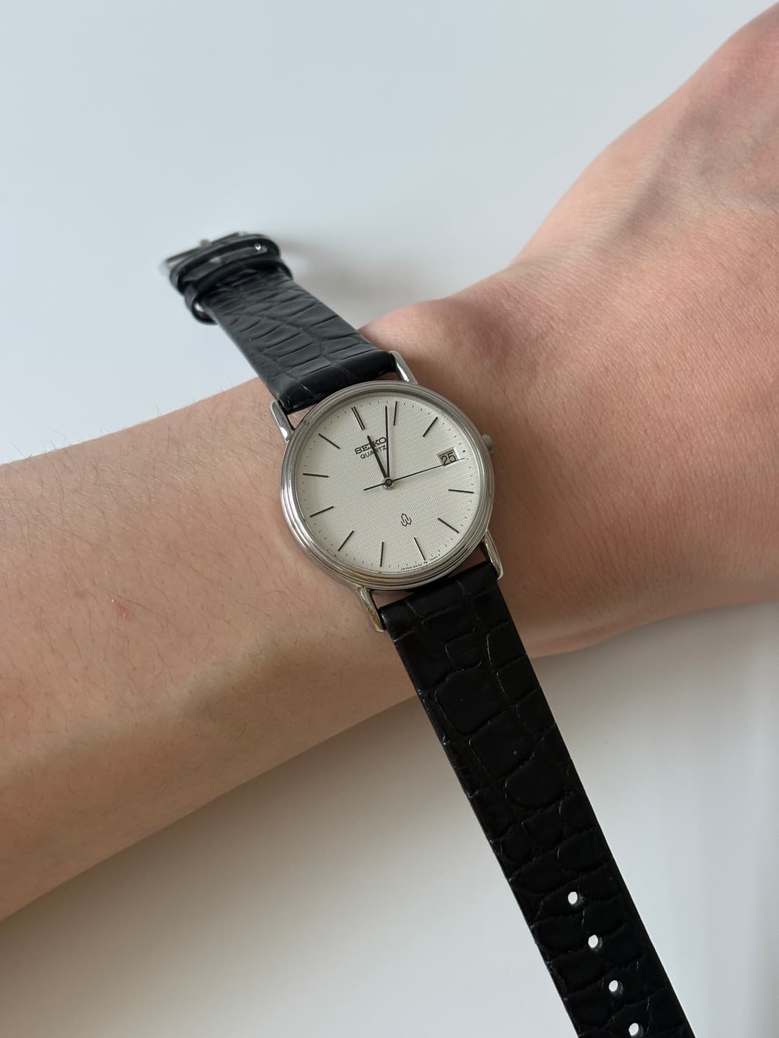 1980년대 Chariot 텍스쳐 다이얼 실버 쿼츠 남성  상품이미지7