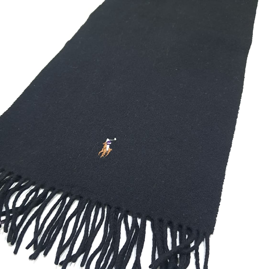 MX639 폴로 90s 이태리판 램스울 멀티포니 블랙 머플러 목도리 상품이미지4