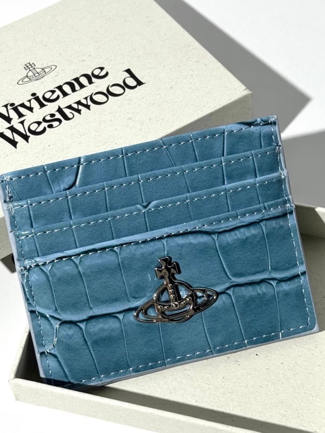 비비안웨스트우드 아카이브 라이트블루 레터 은장 orb 카드포켓 지갑 상품이미지1