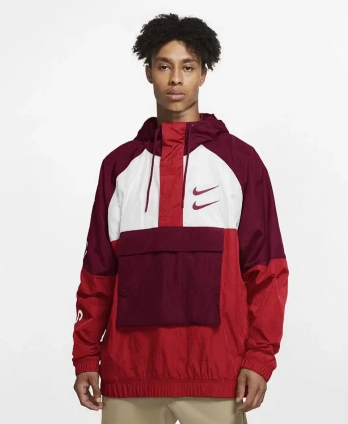 나이키 더블스우시 우븐 아노락 자켓 버건디 레드 (XL) 상품이미지7