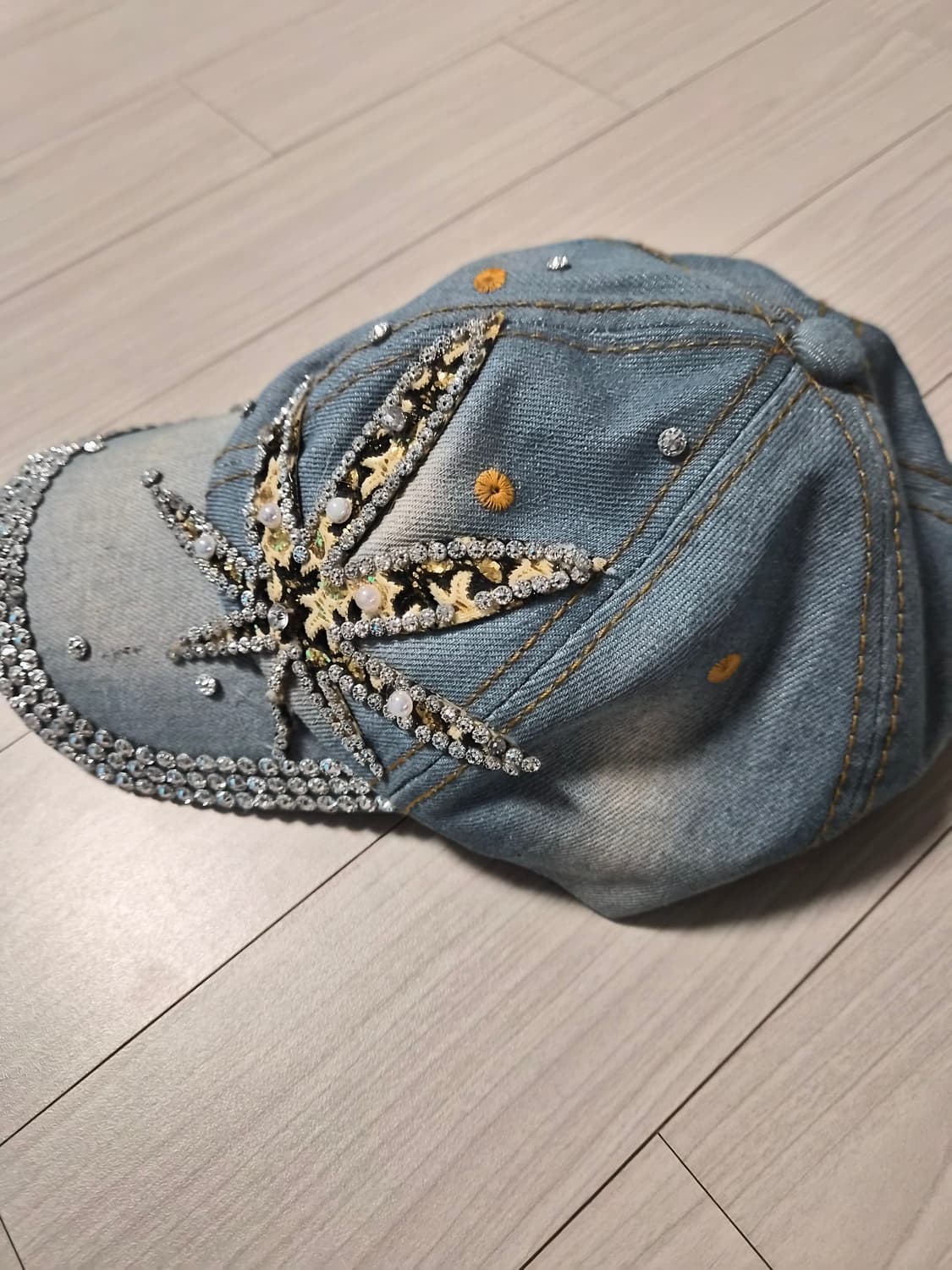 유니크 데님 큐빅 패치 볼캡 상품이미지2