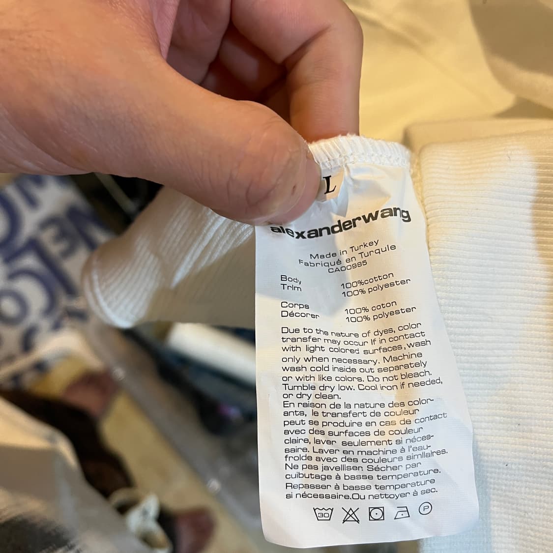 [L] 알렉산더왕 텍스트 로고 맨투맨 화이트 상품이미지8