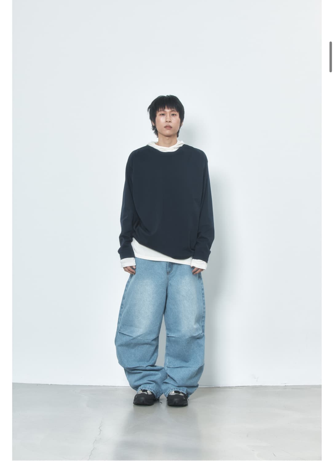 llud Wide Front Tuck Denim Pants 상품이미지1