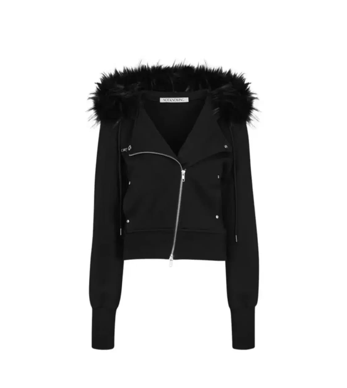 낫노잉 퍼 후드 라이더 자켓 블랙 상품이미지1