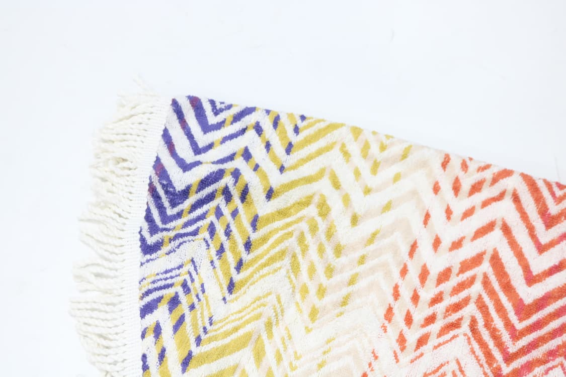 MARUSHIN 마루신 빈티지 지그재그 패턴 라운드 태슬 비치 타월 러그 상품이미지5