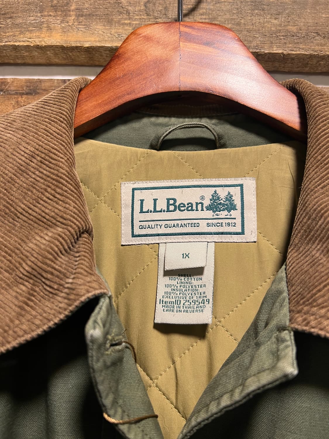 [XL]L.L.Bean 엘엘빈 올리브그린 퀼팅 헌팅 자켓 상품이미지2