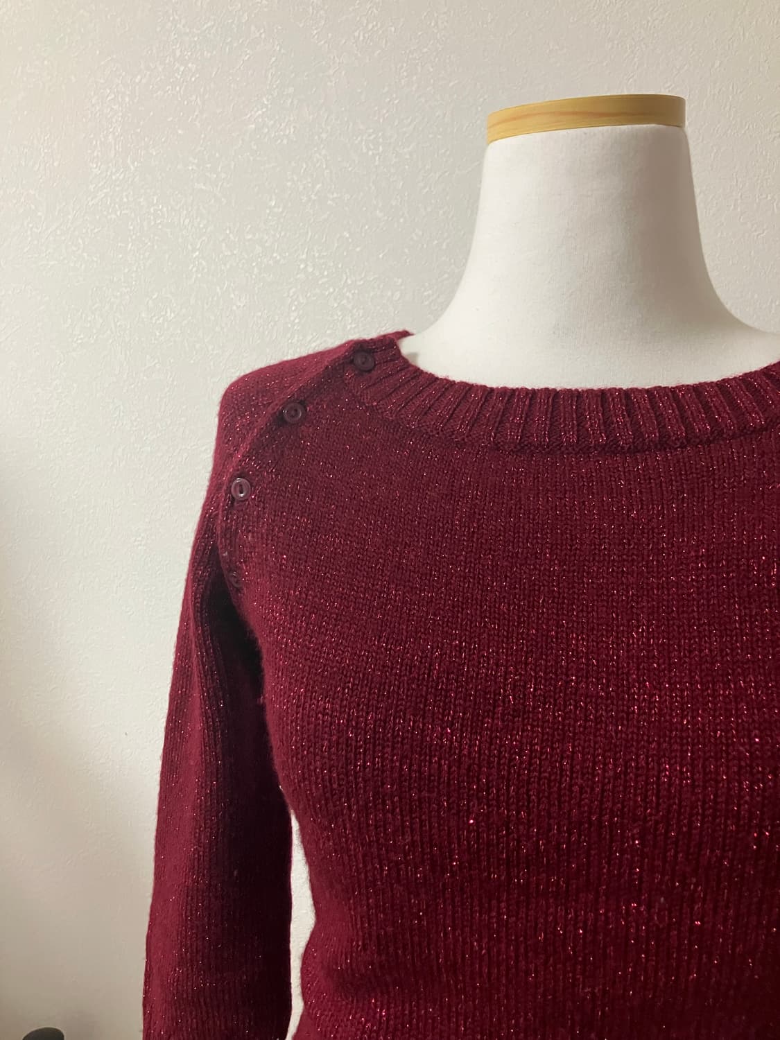 쿠미쿄쿠 버건디 니트 딱붙핏 울니트 상품이미지2