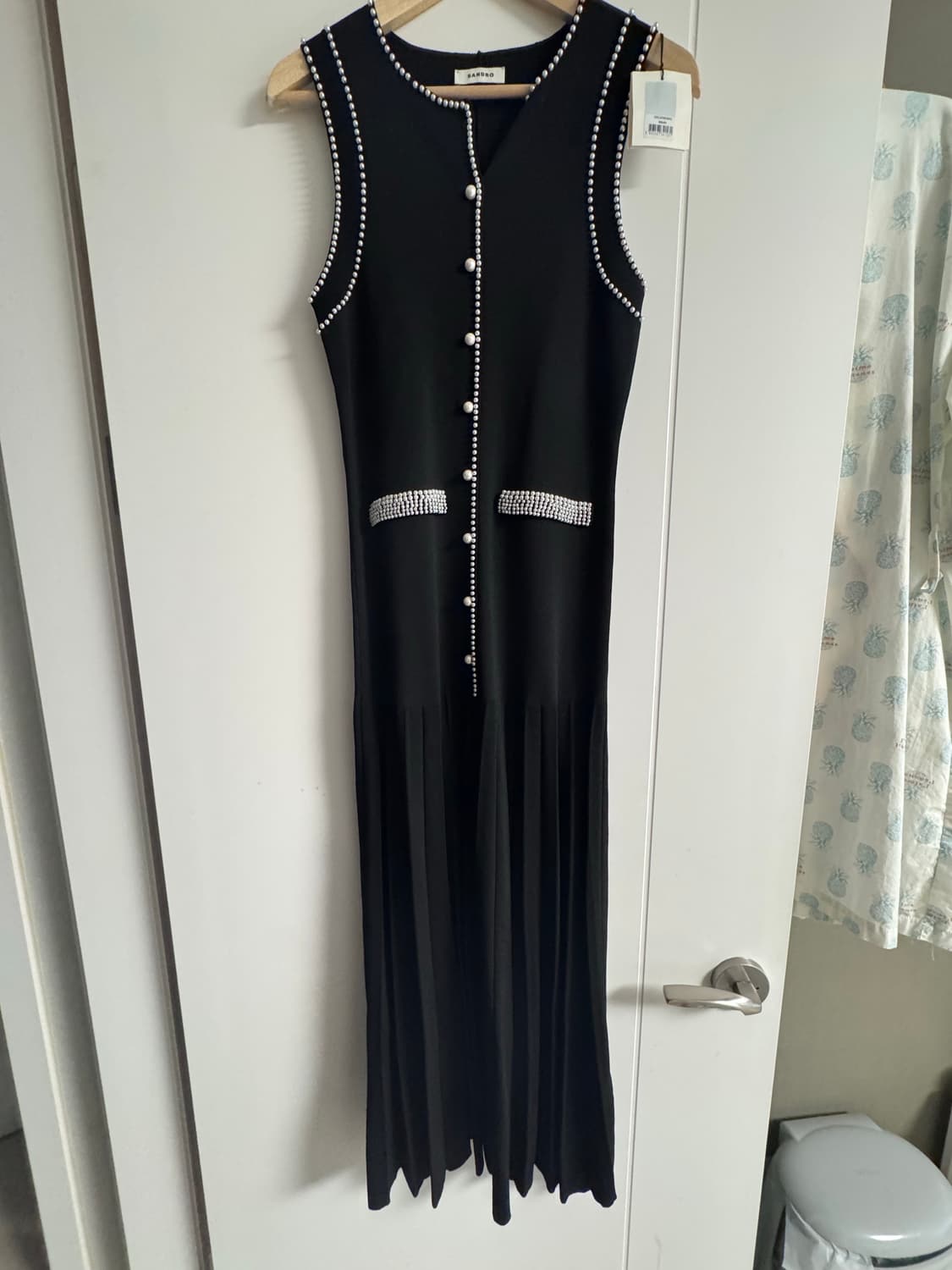 산드로 진주 슬리브리스 롱 원피스 상품이미지3