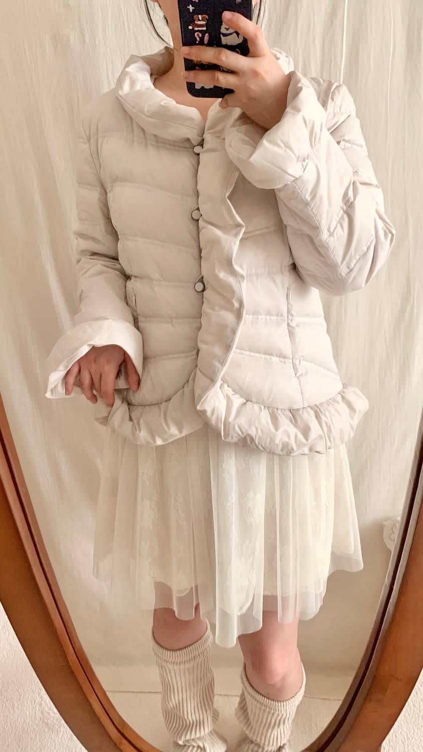 로맨틱갸루 연핑크 프릴 오리털 패딩 상품이미지3