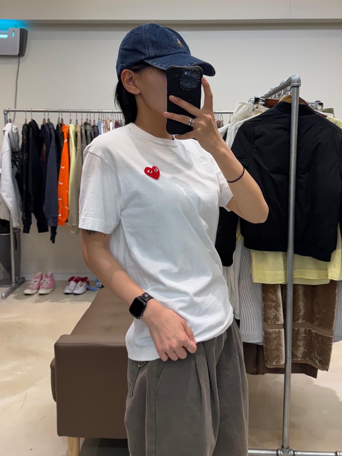 꼼데가르송 레드하트 반팔 화이트 상품이미지6