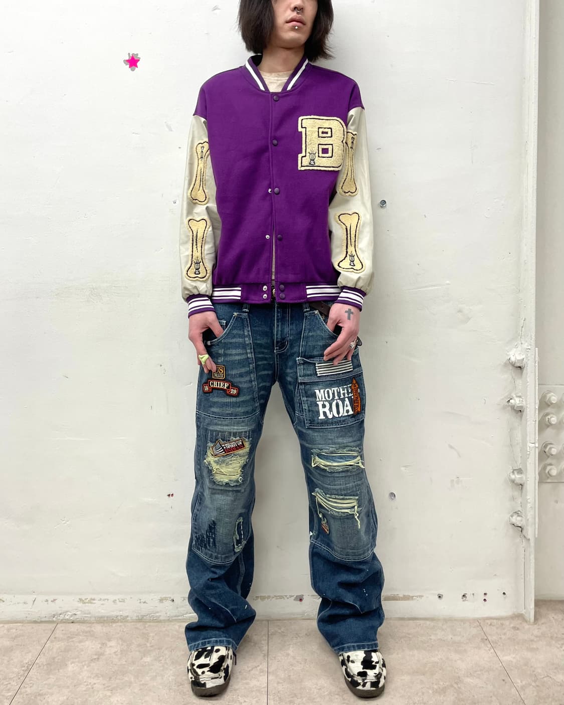B bone purple stadium jacket 상품이미지4