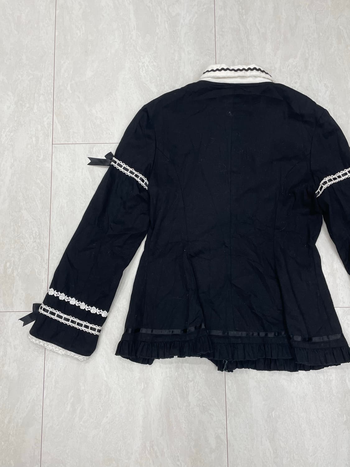 바디라인 아카이브 고스 로리타 블랙 레이스 리본 자켓/셔츠 세트 상품이미지6