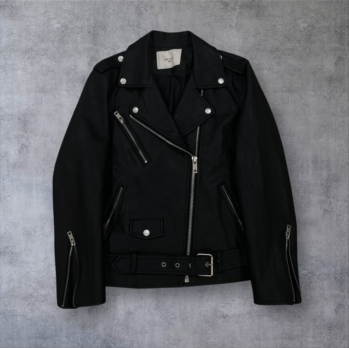 레이디 불륨 블랙 라이더 레더 자켓 상품이미지1