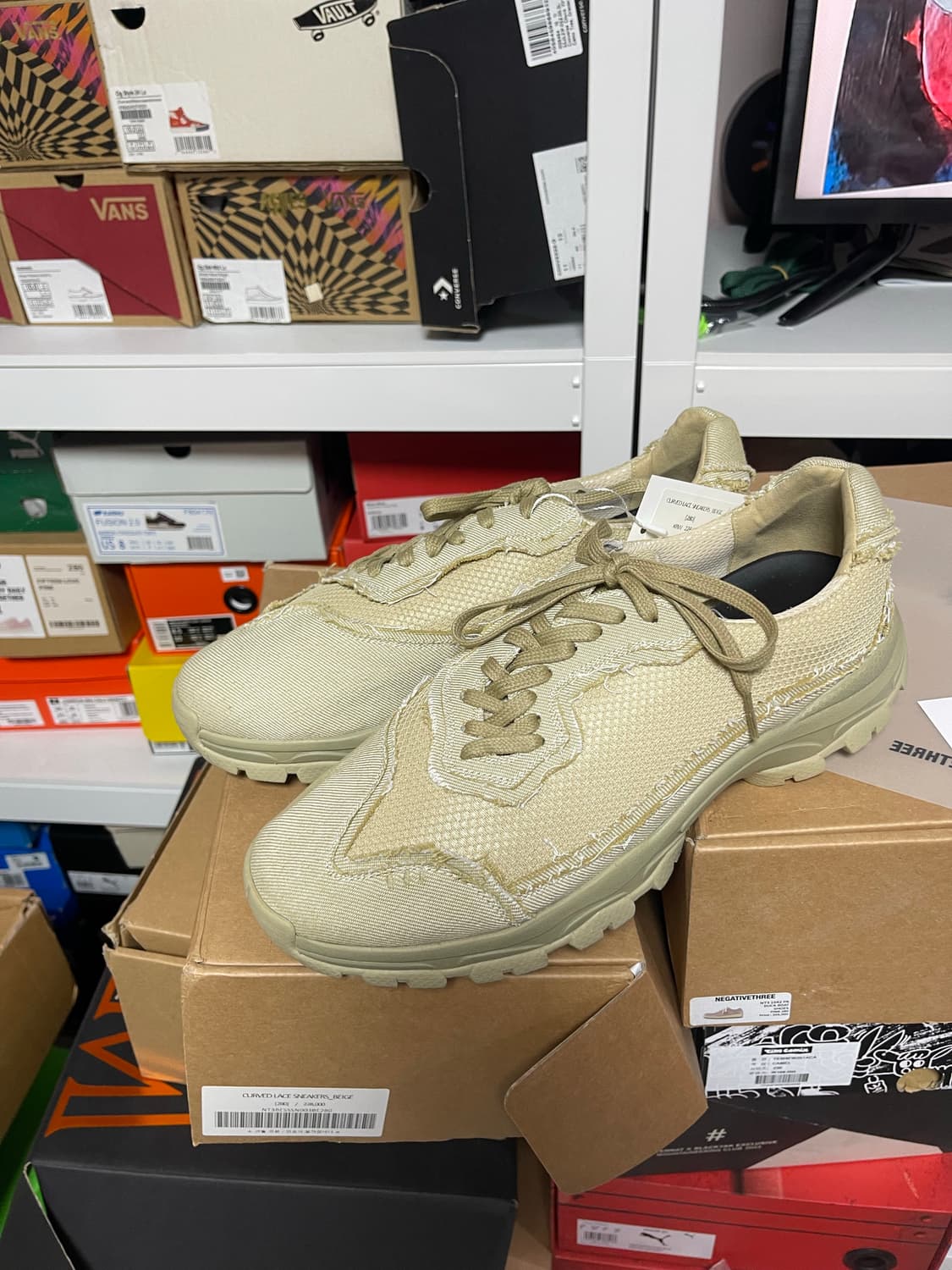 Negative Three 커브드 레이스 스니커즈 베이지 상품이미지5