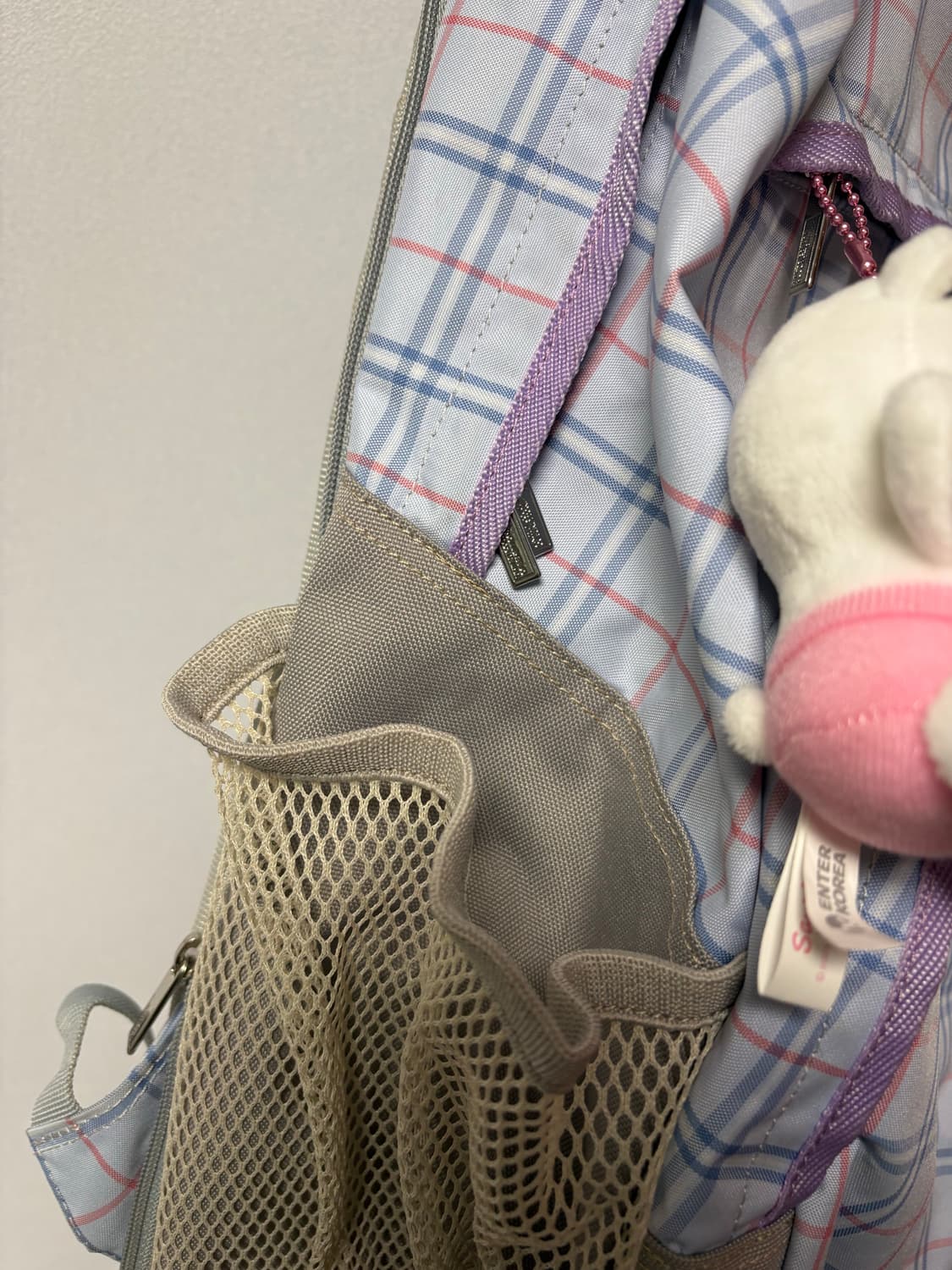 benetton 베네통 일본 빈티지 체크 백팩 가방 모리걸 y2k 블루 상품이미지7