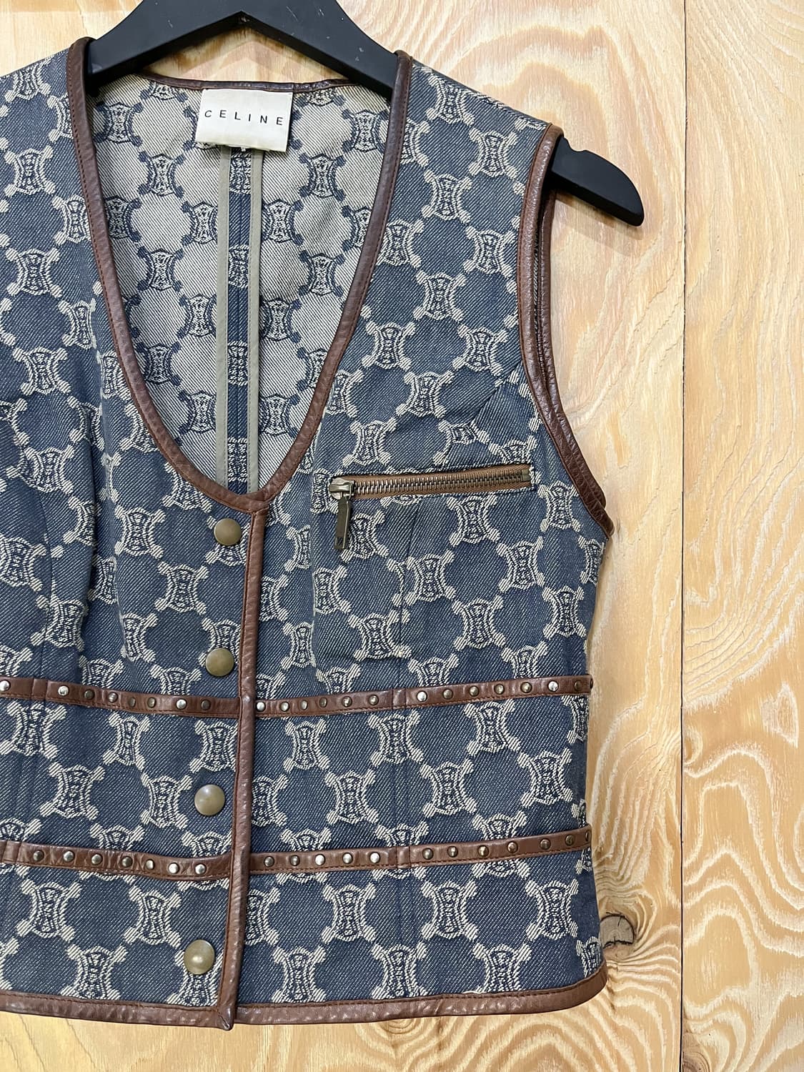 셀린느 트리옹프 레더 데님 베스트 상품이미지3