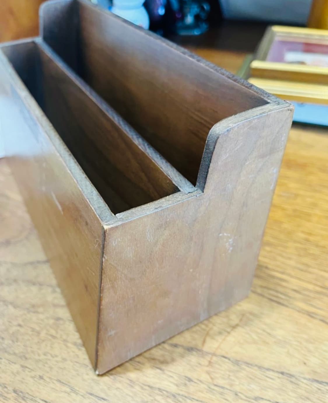 미국 빈티지 원목 정리함 2단 북엔드 책꽂이 인테리어 소품 상품이미지1