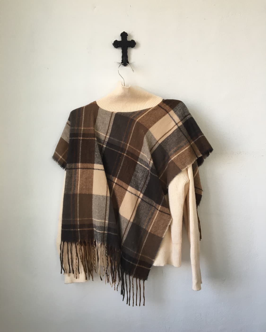 Muffler layered knit cardigan 상품이미지3