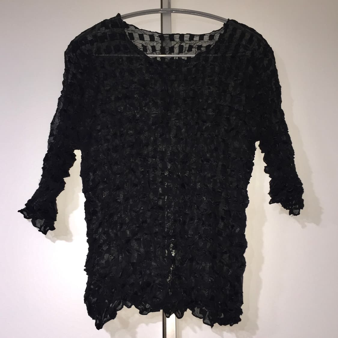 JPN 괴짜 스퀘어 시스루 레이어드 프릴 반팔 상품이미지3