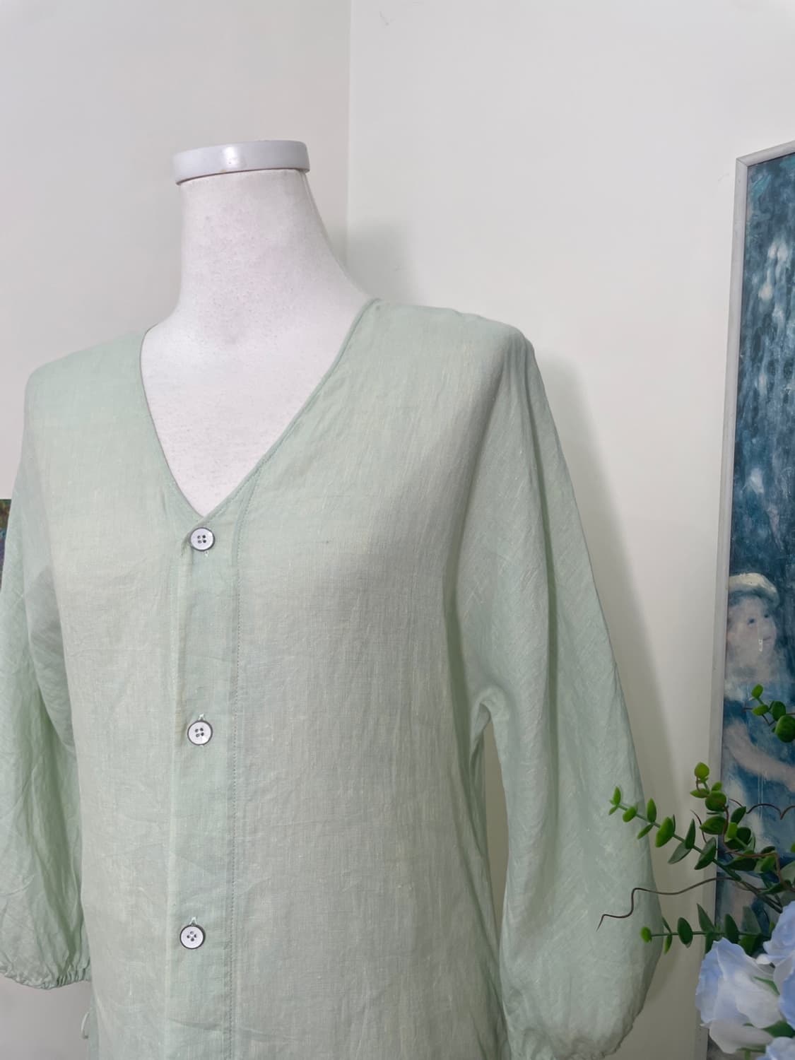 mint melange v-neck 100%linen summer opc 상품이미지8