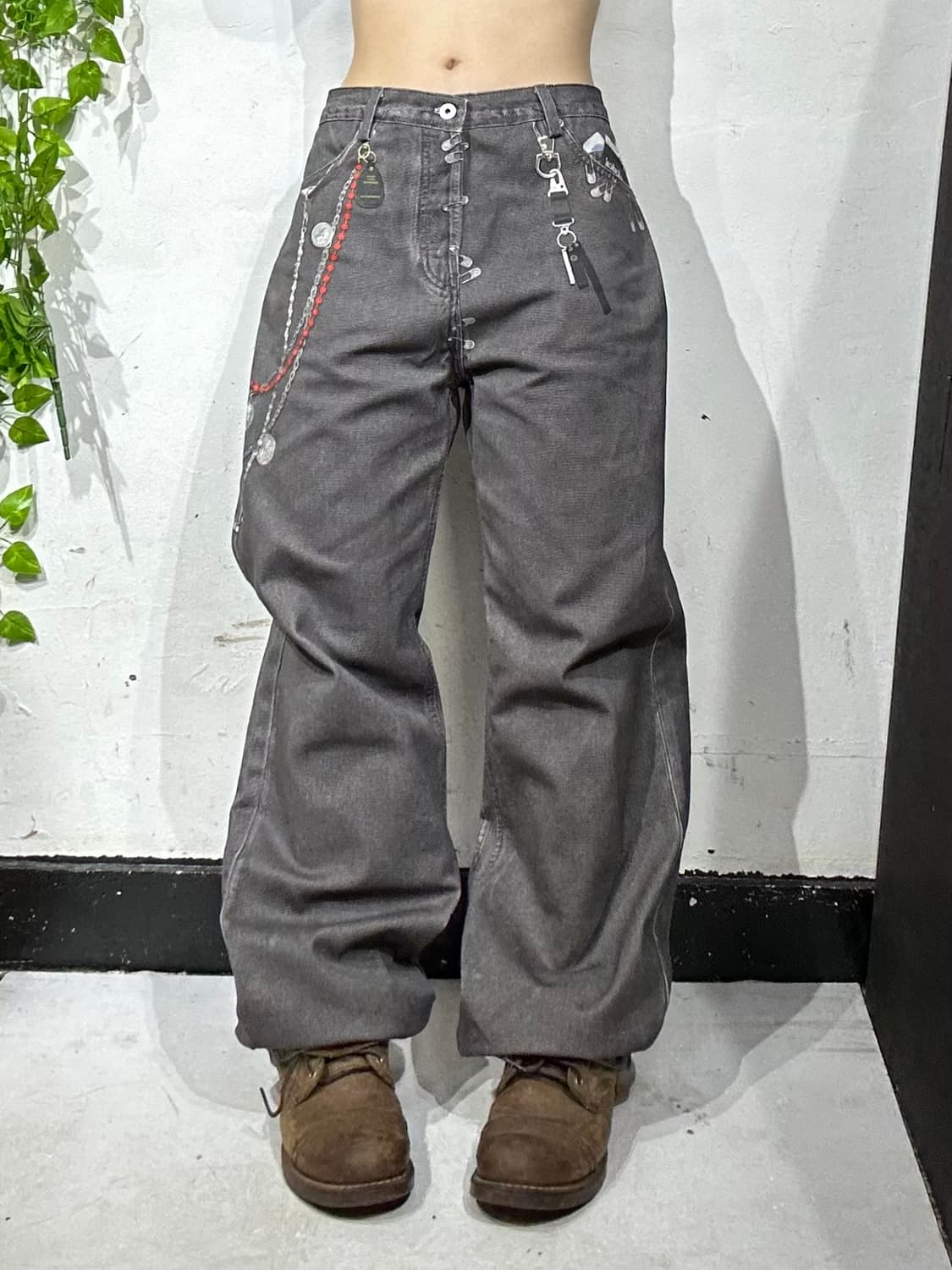 NONRADICAL 논래디컬 3D 체인 프린팅 힙합 와이드 데님 팬츠 상품이미지2