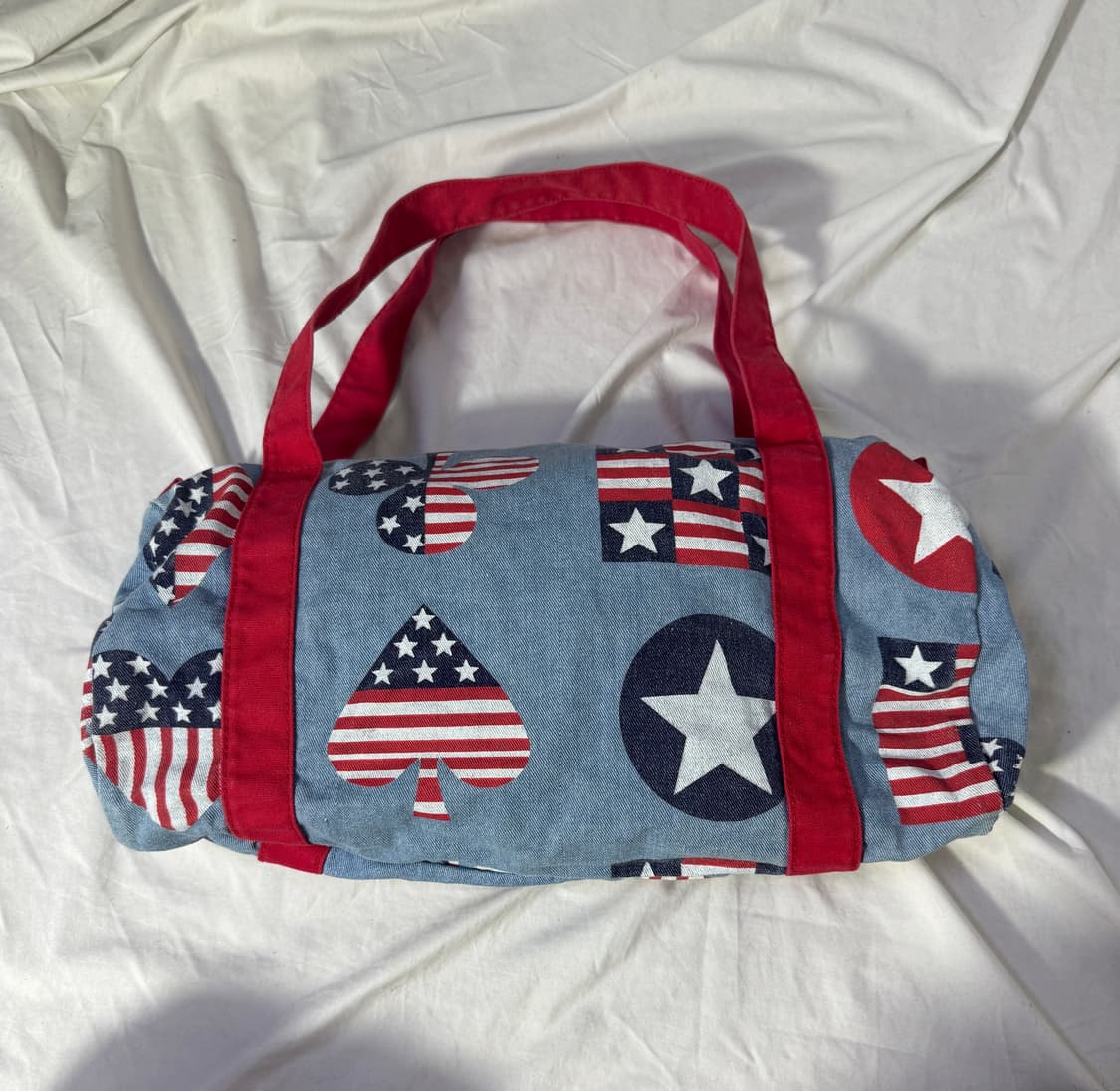 빈티지 성조기 패턴 미니 데님 더플백 상품이미지2