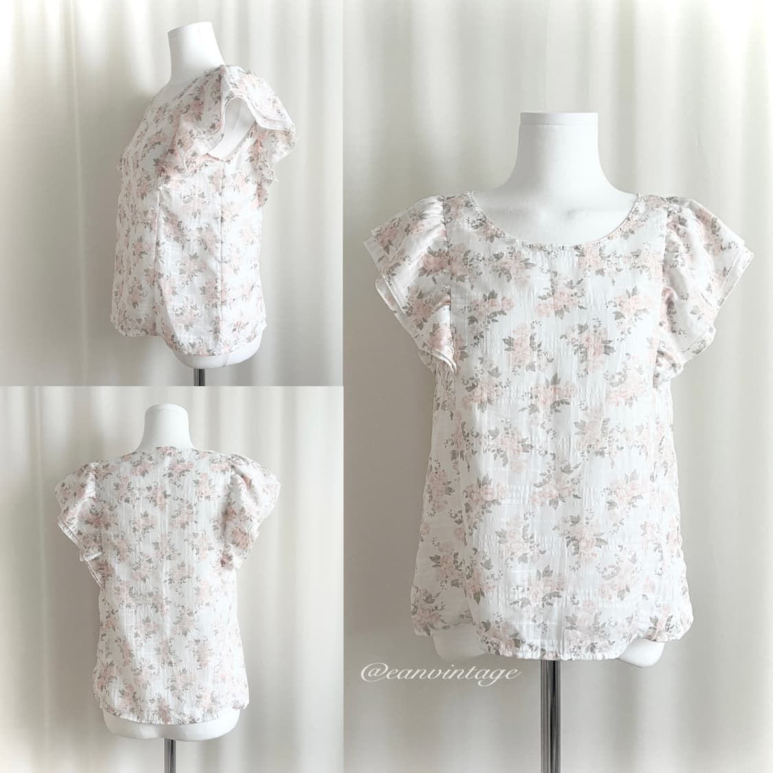 pink flower beads blouse 상품이미지1