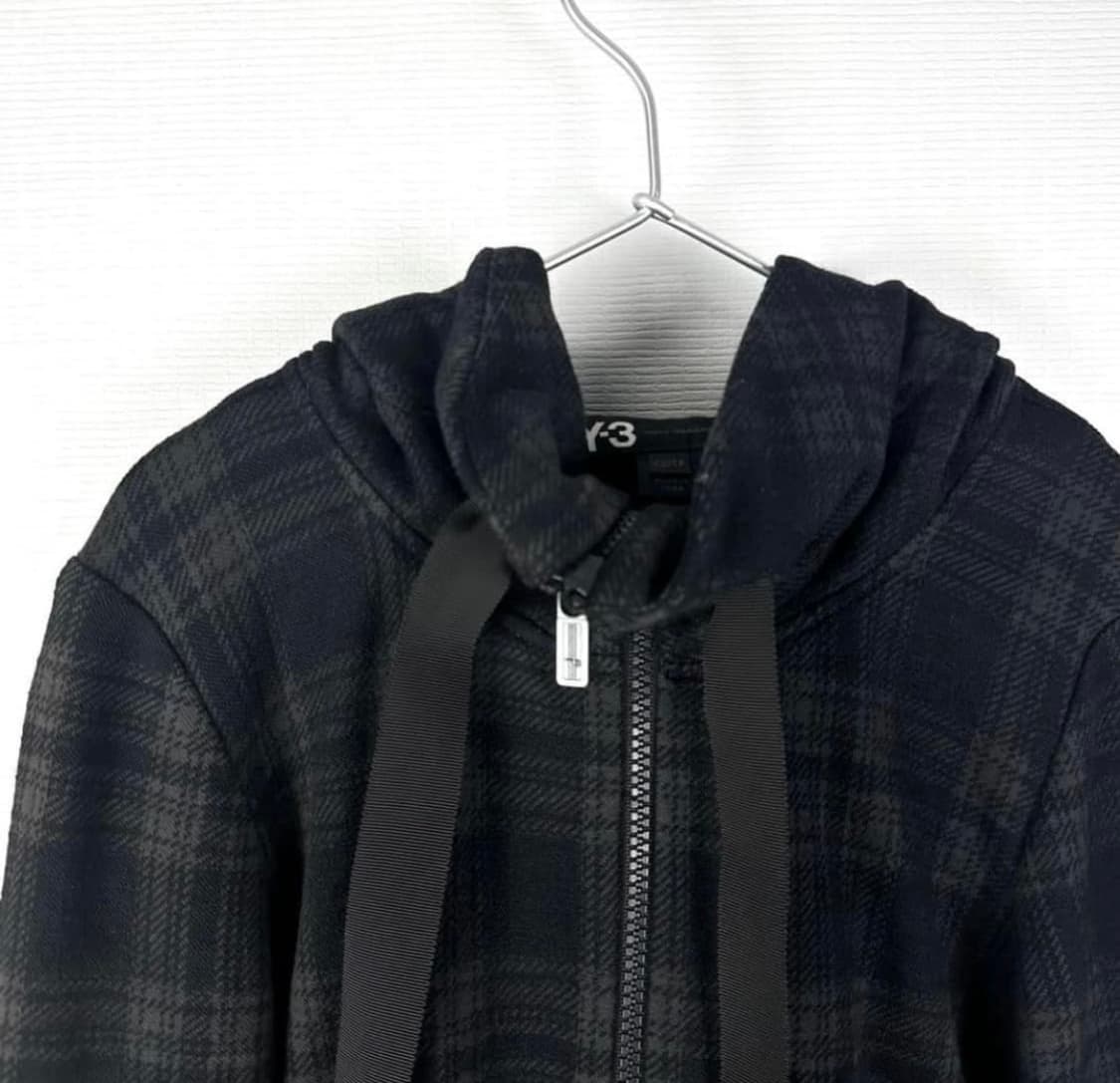 Y3 요지야마모토 체크 후드집업 상품이미지3