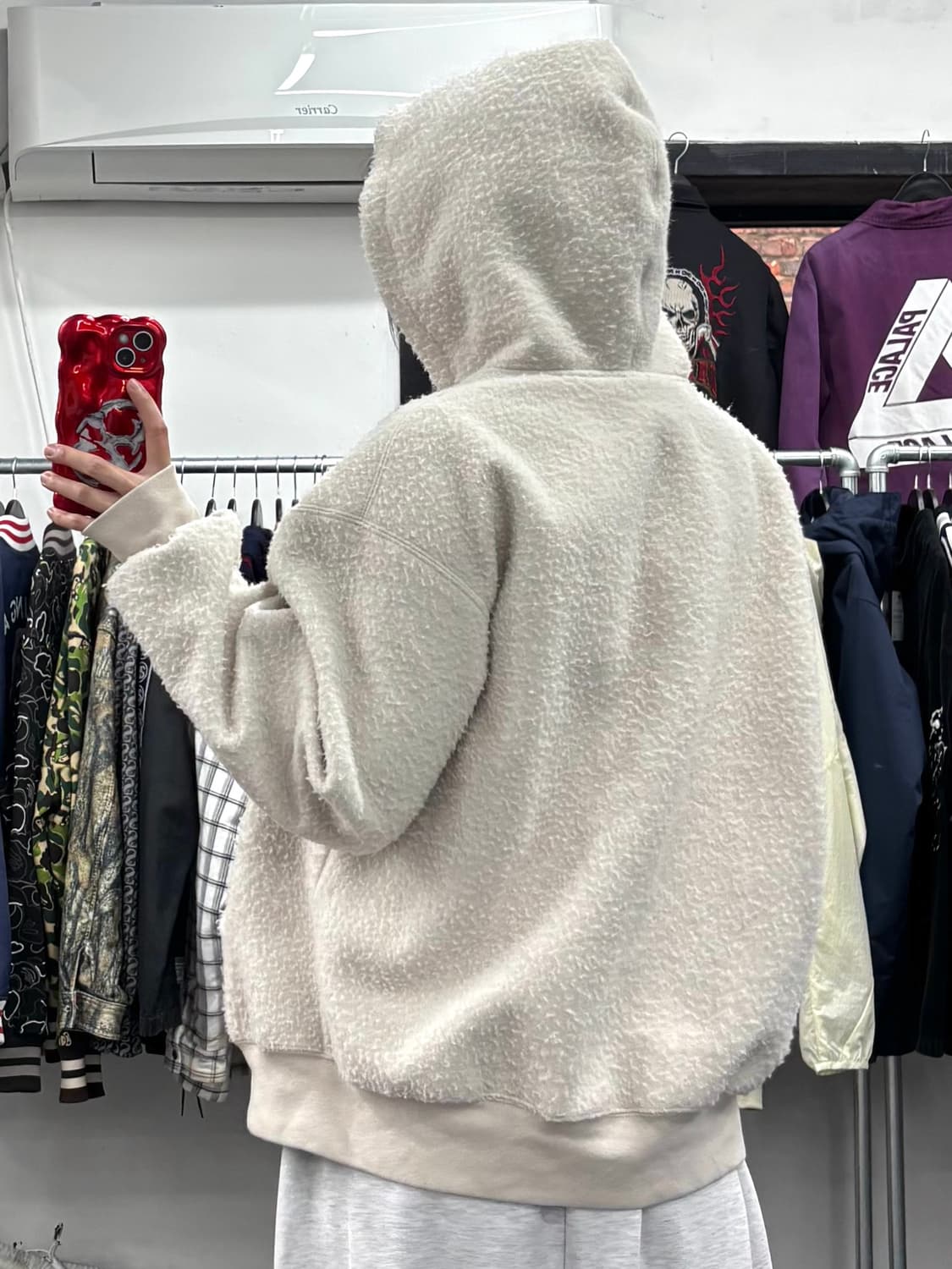 슈프림 플리스 화이트 후드자켓 상품이미지5