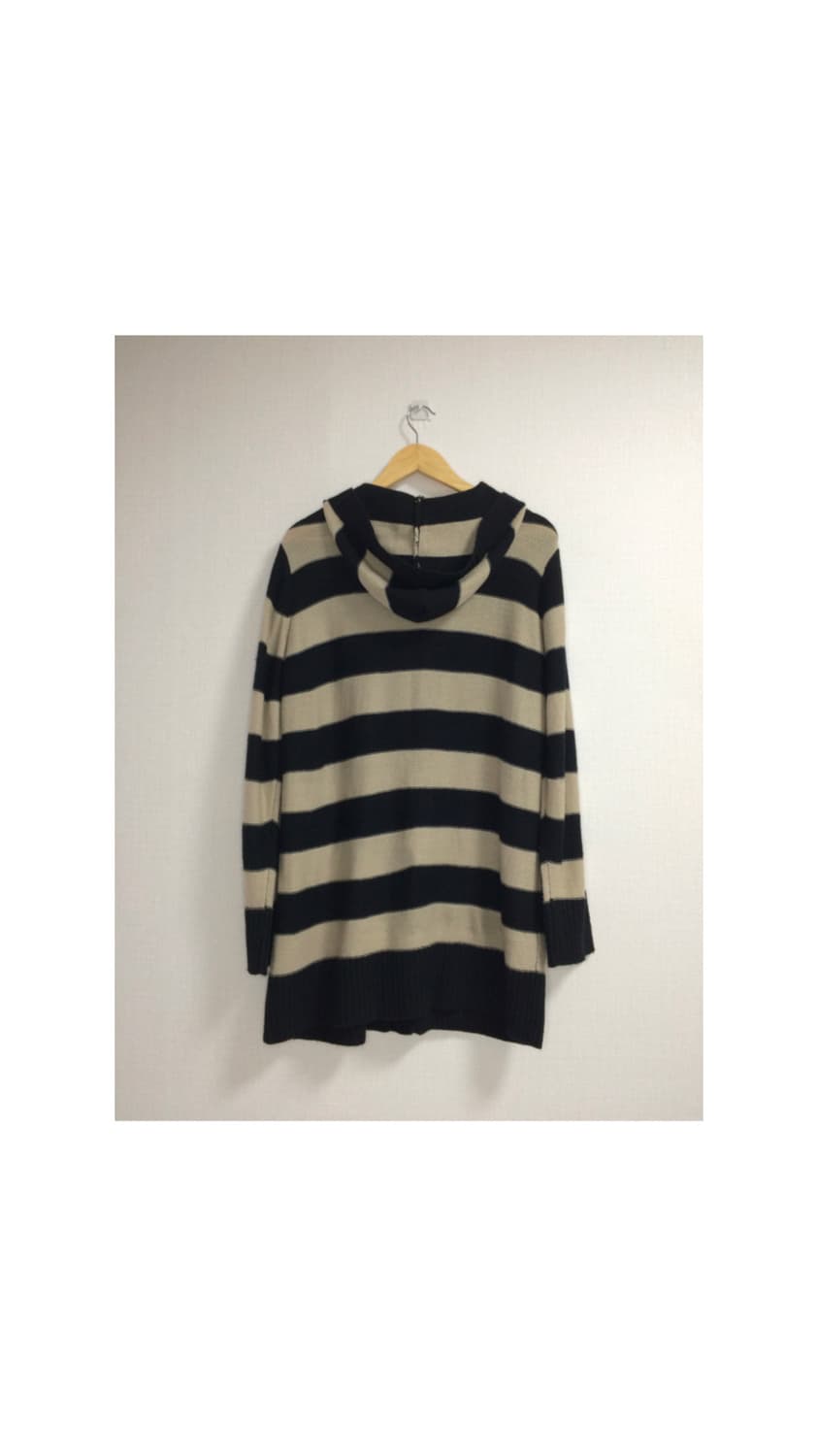 빈티지 베이지 블랙 단가라 후드 가디건 상품이미지6