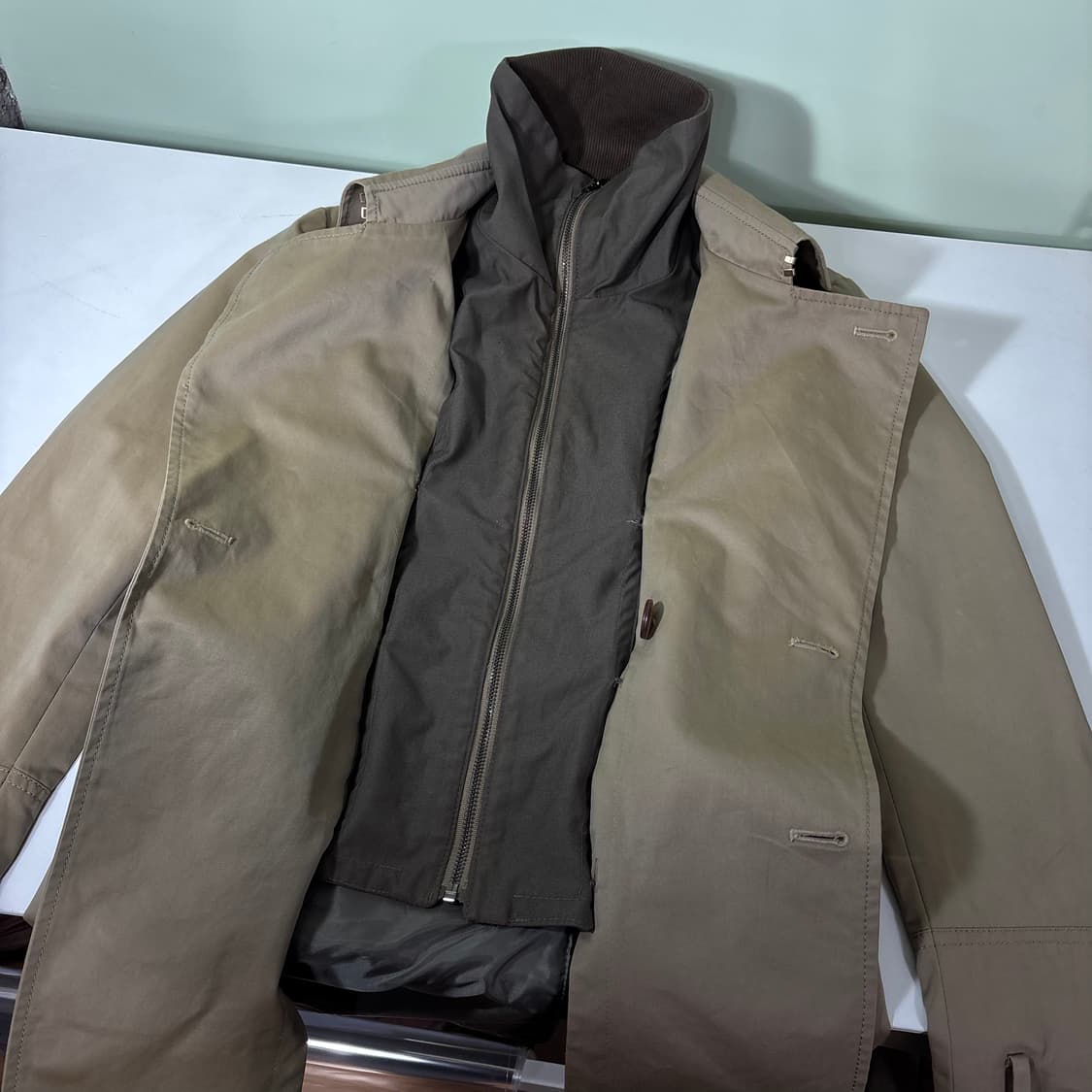 우먼M 시스템 베이지 로브 레이어드 트렌치코트 상품이미지3