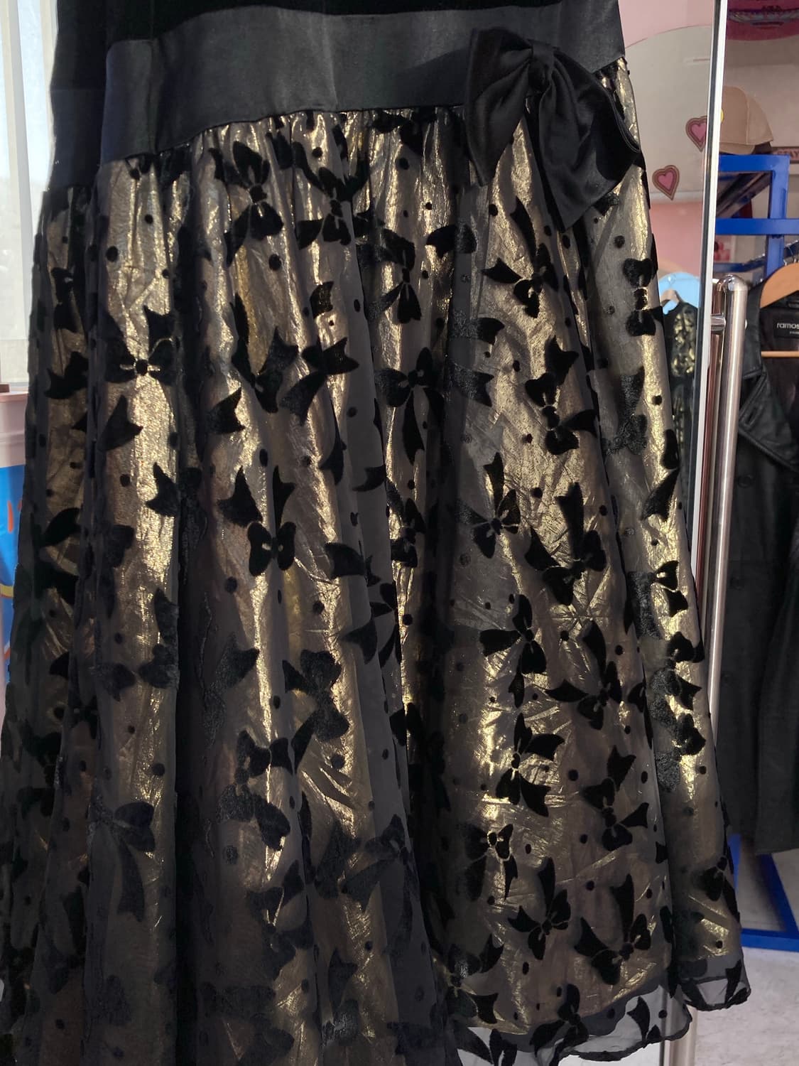 블랙 벨벳 리본 퍼프 원피스 상품이미지4