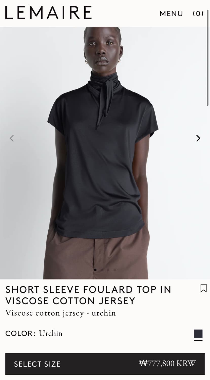 [XS,S,M]르메르 26ss 숏 슬리브리스 풀라드 탑/블랙 상품이미지5