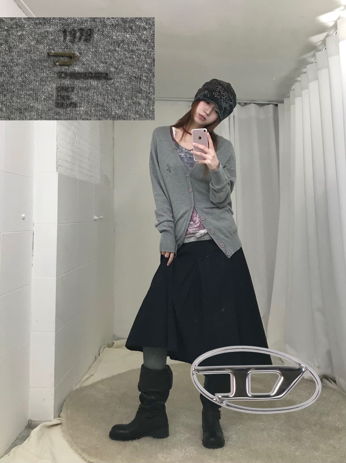 디젤 라이트 그레이 버튼 가디건 상품이미지1