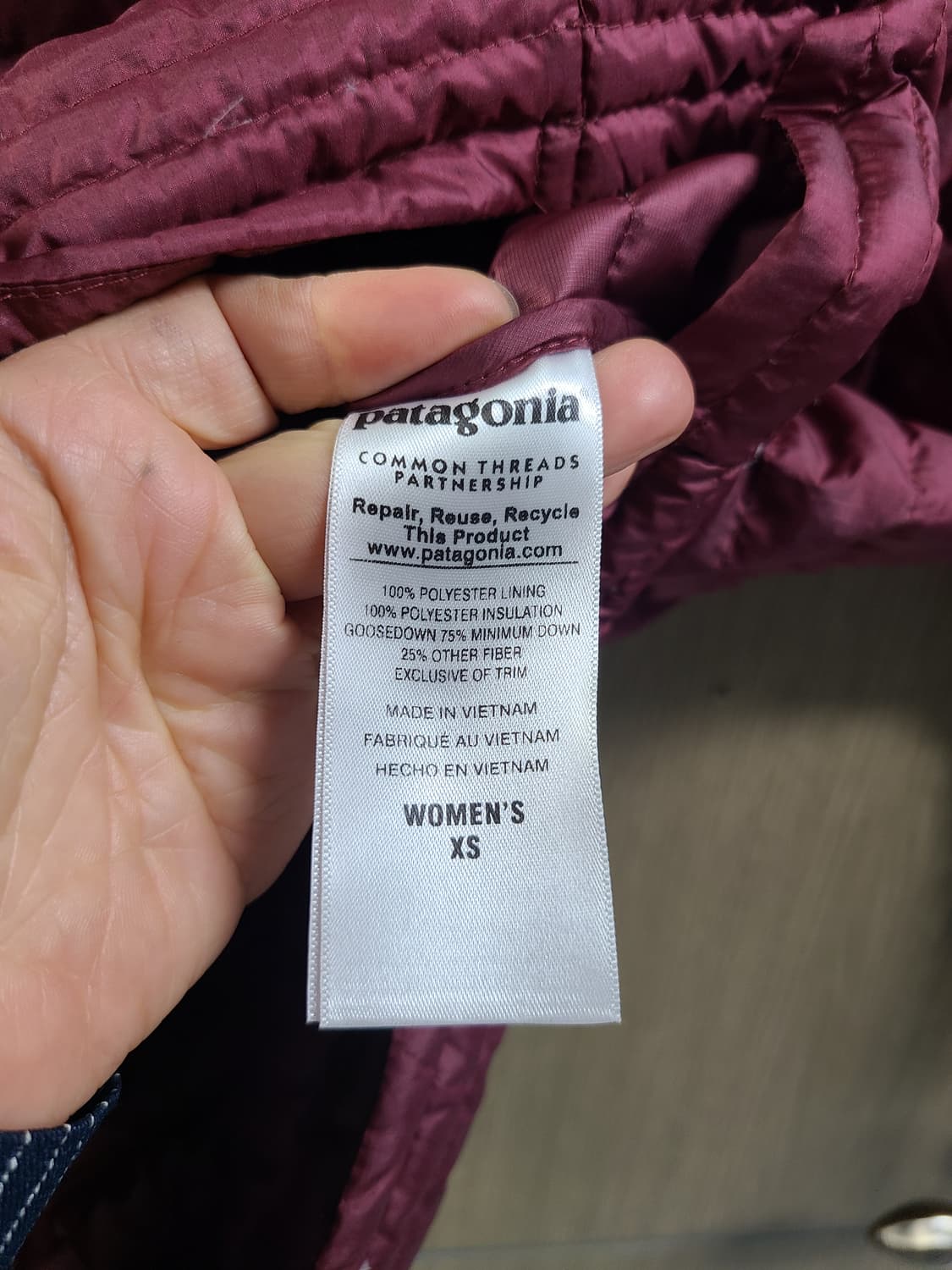파타고니아 여성 패딩 XS사이즈 버건디  상품이미지4