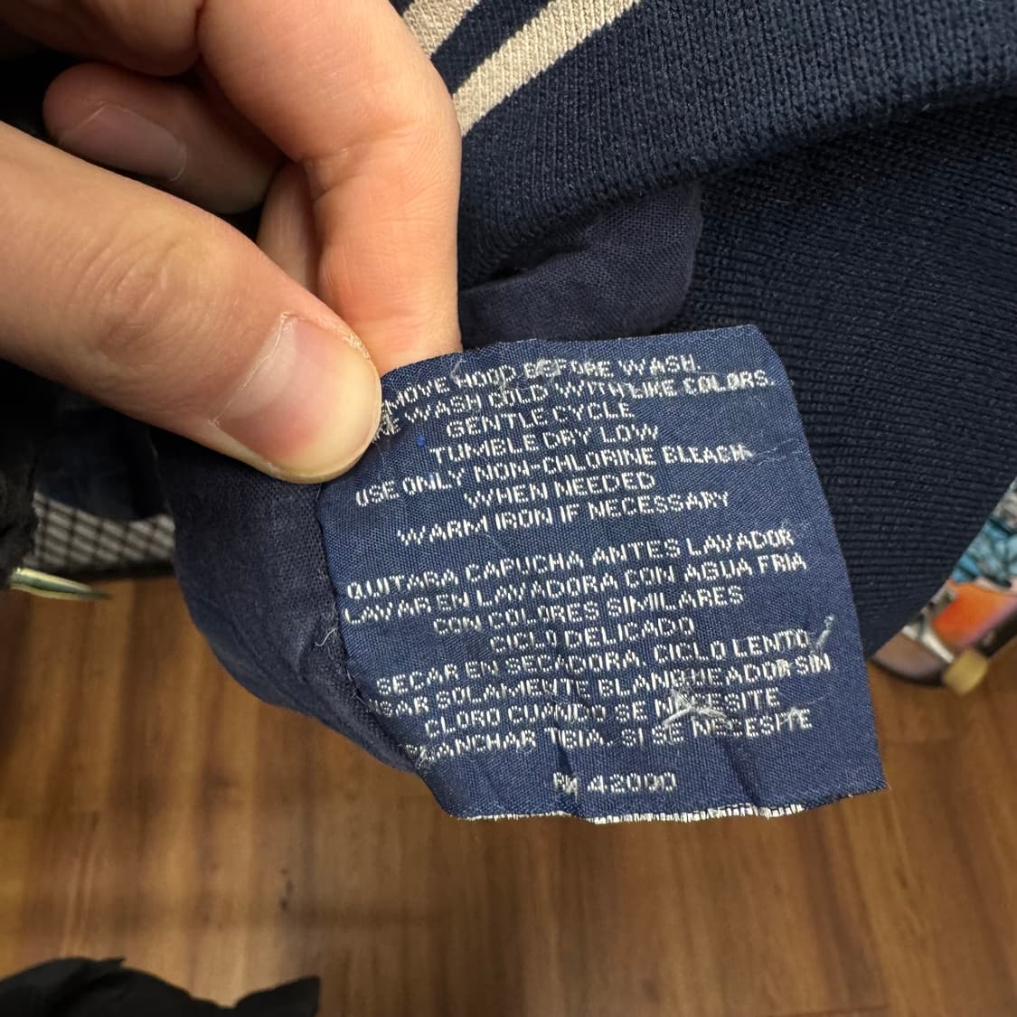 90s USA VINTAGE 데님 바시티자켓 베이지 배색 진청 상품이미지6