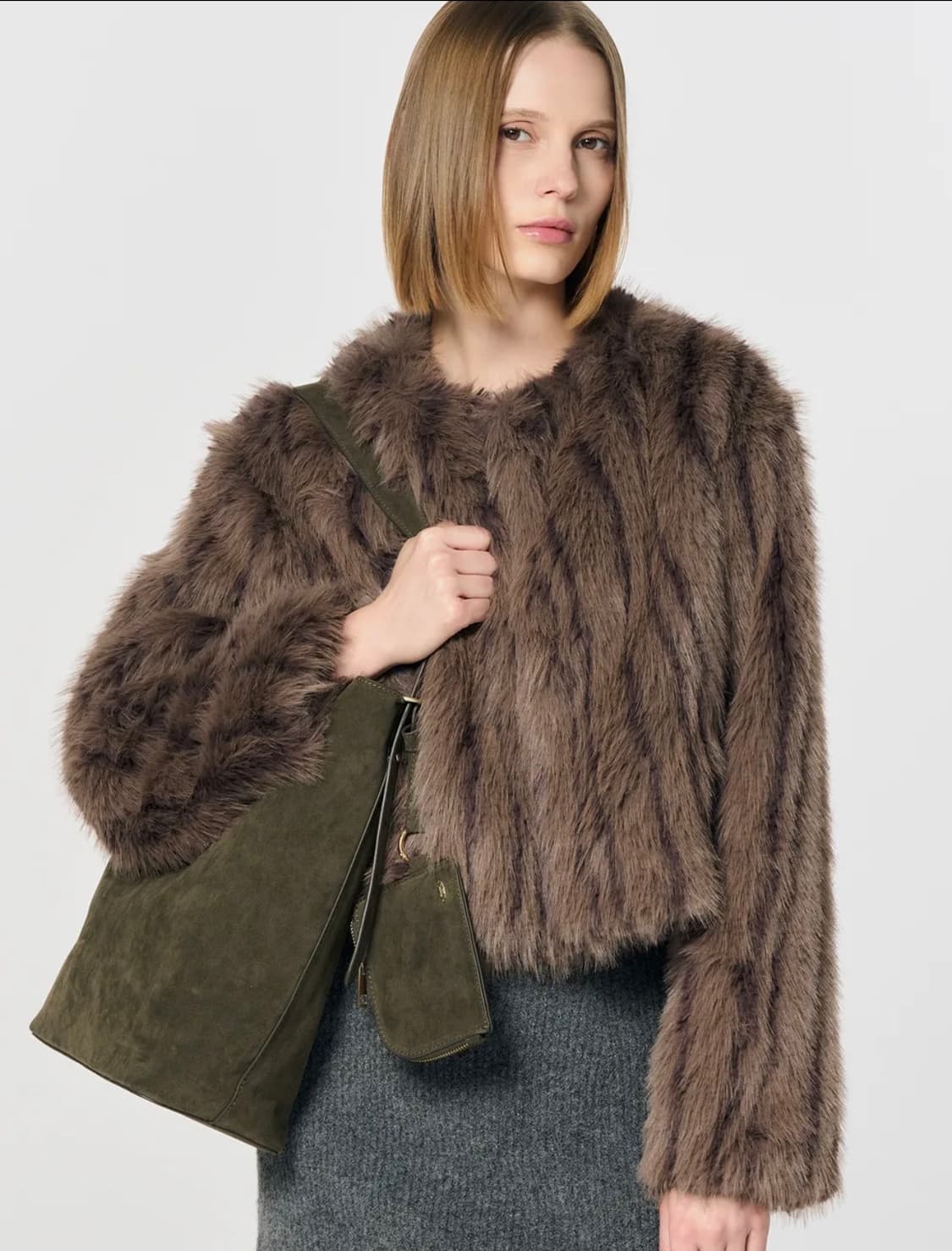 제너럴아이디어 노카라 퍼 자켓 BROWN 브라운 상품이미지3